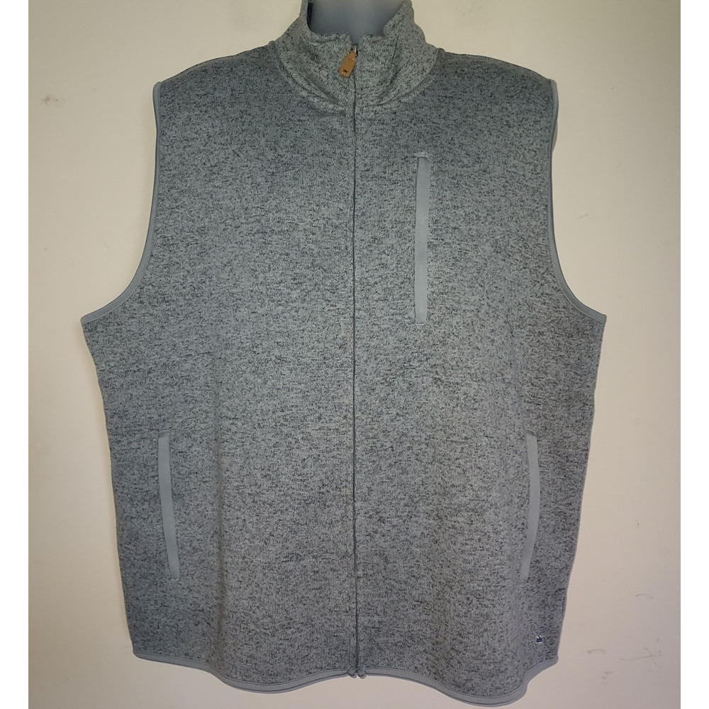 Crown & Ivy Men's Vest XL Poly Fleece Full Zip Front Outdoor Casual Gray